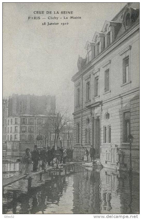 92 -Clichy-- Crue  De La Seine ---"La Mairie"  28 Janvier 1910 - Clichy