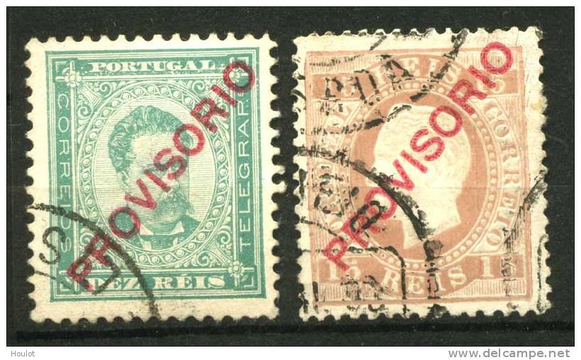 Portugal Mi. N° 81 + 82 B Gestempelt 1892, Freimarken Mit Schrägem Aufdruck „PROVISORIO" - Used Stamps