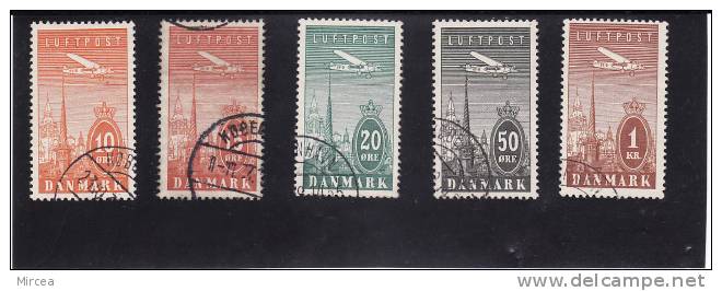 Danemark PA Yv.no.6/10 Obliteres,serie Complete - Airmail