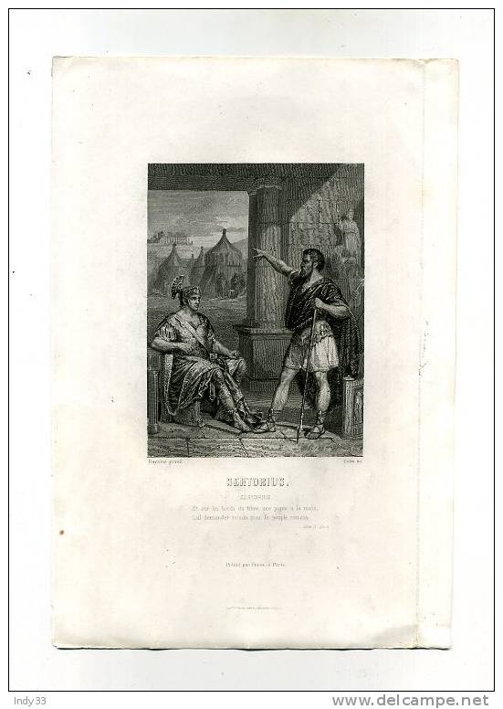 - SERTORIUS . GRAVURE SUR ACIER DU XIXe S. - Theatre, Fancy Dresses & Costumes