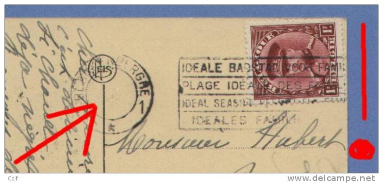 317 Op Kaart Met Mekanische Vlagstempel BLANKENBERGHE 1 "zonder Datummidden" !!!!!!!!!!!!!!!!!!!!! - 1931-1934 Mütze (Képi)