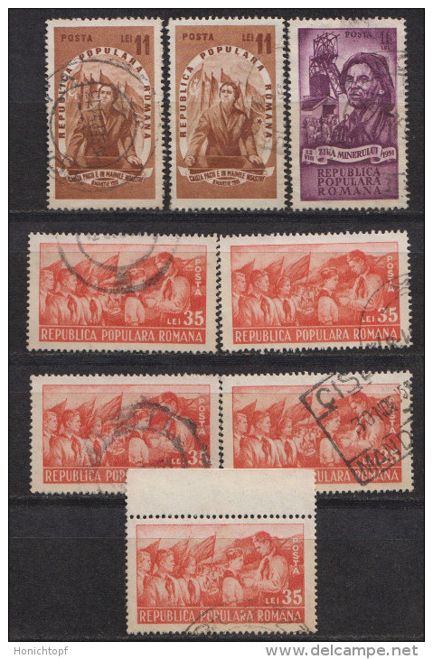 Rumänien; 1951; Michel 1254, 1261 + 1273 O; Frauentag; Jugendpioniere; Lot 8 Stück - Used Stamps