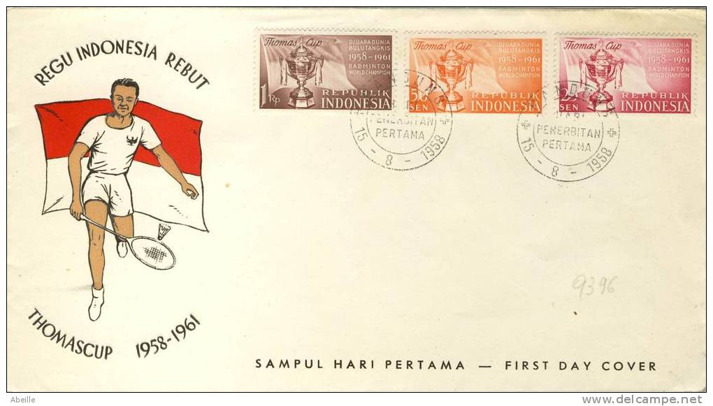 9396   FDC   INDONESIE - Bádminton