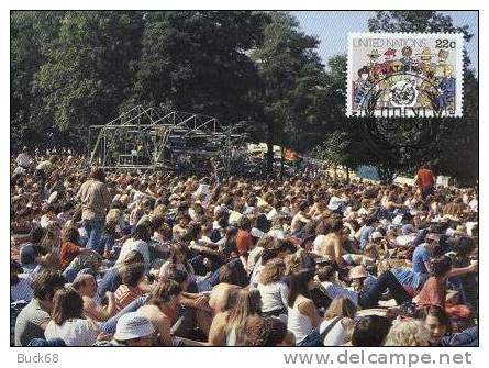 ONU UNO NEW YORK FDC Premier Jour Poste 436 Peuples Du Monde : Rassemblement De Jeunes Pour Un Concert - Maximumkaarten