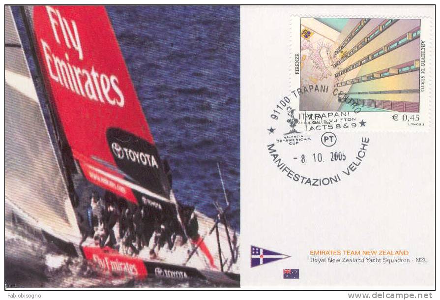 8.10.2005 Trapani - Luis Vuitton ACTS 8 & 9 Manifestazione Veliche - Postcard Emirates Team New Zeland - Voile