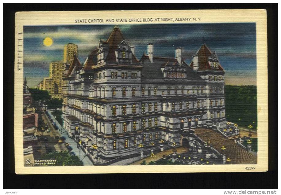 State Capital And State Office Bldg At Night, Albany, New York 1950 - Albany