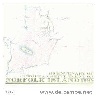 AUSTRALIA : 1988 : Post. Stat. : Bicentenary Of European Settlement On NORFOLK ISLANDS : MAP,Lt Ph.G.KING - Interi Postali
