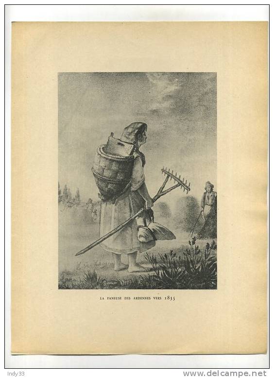 - LA FANEUSE DES ARDE3NNES VERS 1835 . REPRO DE PHOTO DES ANNEES 1930   D´APRES UNE GRAVURE DU XIXe S. - Artis Historia