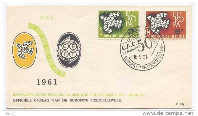 Europa Cept 1961 Als FDC  Belgien, Mi.N° 1253/54, - 1961-1970