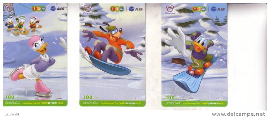 3 Thailand Phonecard - 3 Telecarte De Thailand - Disney - Thaïlande