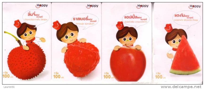 3 Thailand Phonecard - 3 Telecarte De Thailand - Cartoon - Fruit - Thaïland