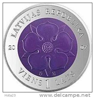 Latvia Lettonia Silver Niobium 1 Lat Coin Of Time 2007 Proof - Latvia