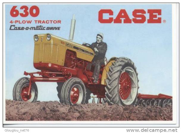 TRES BELLE CPM NEUVE DE TRACTEUR CASE 630 4 PLOW TRACTOR VOIR SCANER - Traktoren