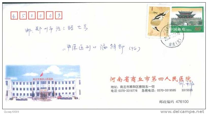 Ambulance, Shangqu Hospital Ad.,  Pre-stamped Cover, Postal Stationery - Otros (Tierra)