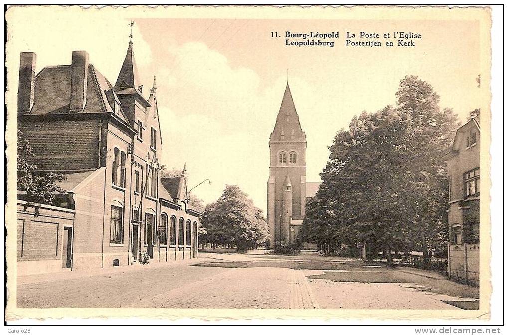 BOURG - LEOPOLD  :  LA  POSTE  ET  L'  EGLISE - Leopoldsburg