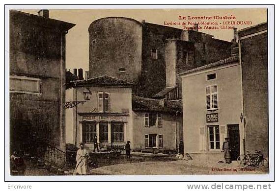 Cpa DIEULOUARD Façade De L'ancien Chateau - Tabac -boucherie Billotte -velo Chariot - Ed Henrion - Dieulouard