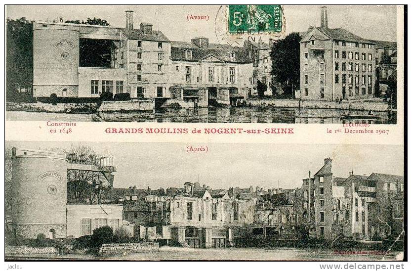 GRANDS MOULINS DE NOGENT SUR SEINE AVANT ET APRES REF 3832 - Moulins à Eau