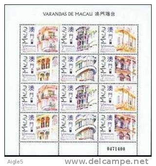 Macao Mini Feuille N° 870 à 875. Vérandas - Otros & Sin Clasificación