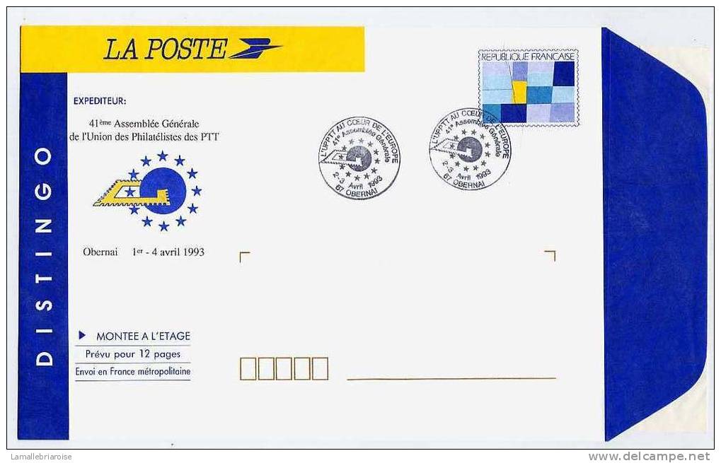 DISTINGO 41èME ASSEMBLEE GENERALE DE L'UNION DES PHILATELISTES DES PTT - 1993 - CACHET A DATE L'UPTT AU COEUR DE L'EUROP - Listos A Ser Enviados : Réplicas Privadas