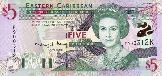 EASTERN CARIBBEAN   5 Dollars  Non Daté (2000)  Suffixe K Pour Saint Kitts   Pick 27d   ***** BILLET  NEUF ***** - Otros – América