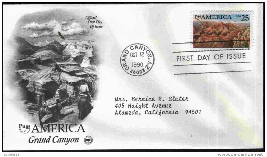 Fdc Usa 1990 Géologie Le Grand Canyon - Andere & Zonder Classificatie