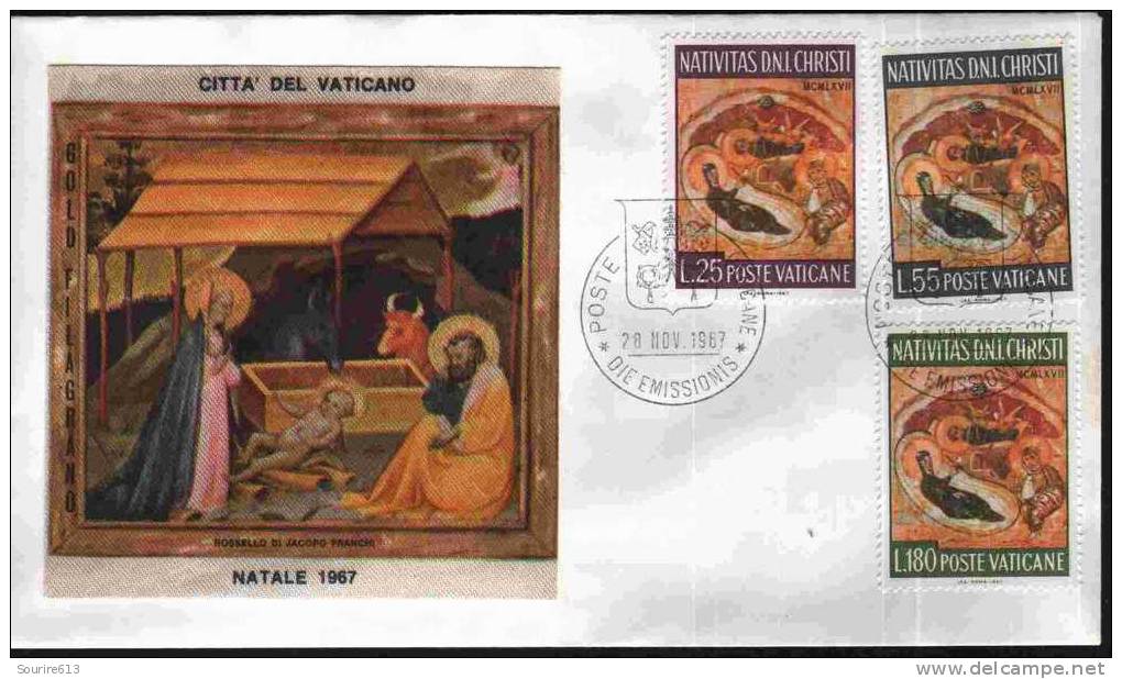 Fdc Vatican 1967 Religions Nativité Peinture Sur Bois - Christentum