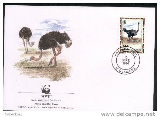 TCHAD Lettre WWF  1er Jour De Djamena Du 10/09/1996 Autruche 1 - Ostriches