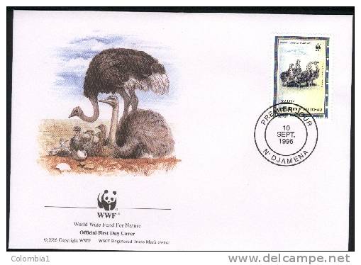 TCHAD Lettre WWF  1er Jour De Djamena Du 10/09/1996 Autruche 4 - Ostriches