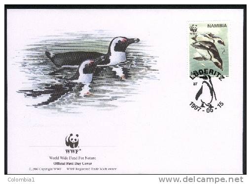 NAMIBIE Lettre WWF  1er Jour De Luderitz Du 15/05/1997 Pingouin 4 - Penguins