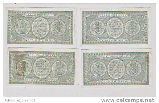 1773) 4 Banconote Da 1£ Italia Laureata  FDS Vedi Foto - Italia – 1 Lira