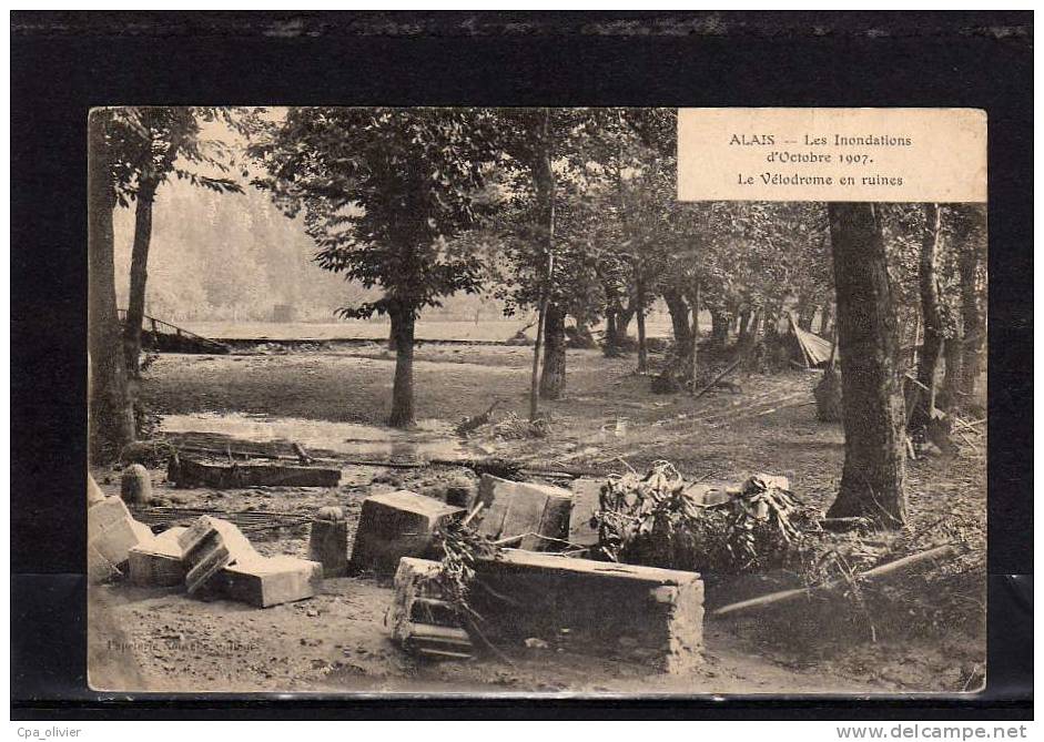 30 ALES ALAIS Inondations 10-1907, Vélodrome En Ruines, Sports, Ed PN, 190? - Alès