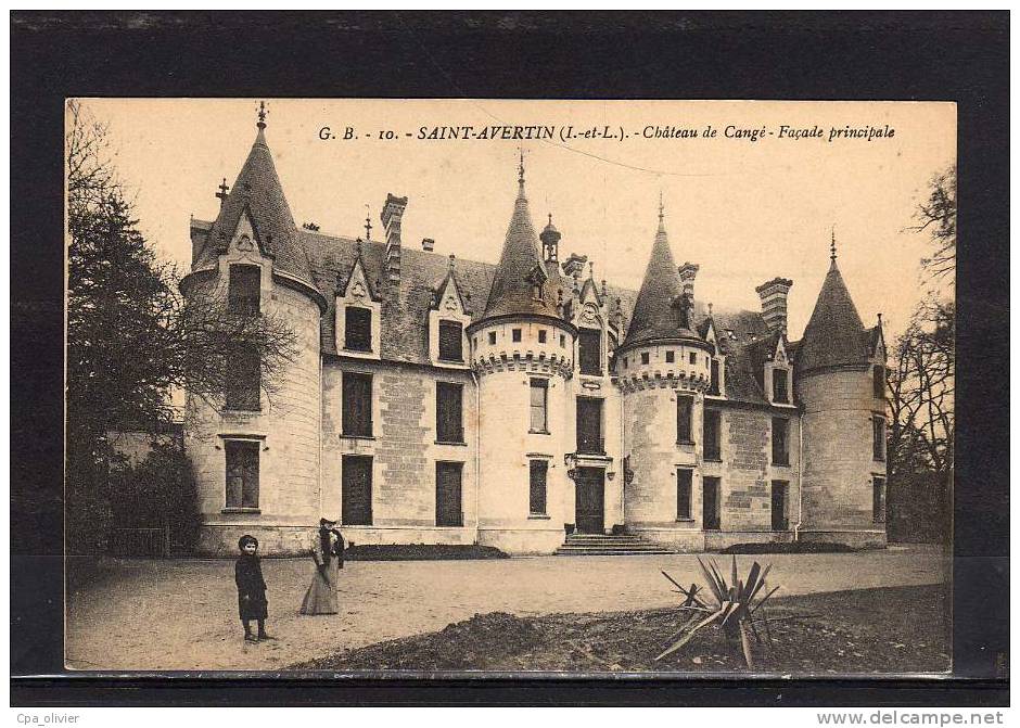 37 ST AVERTIN (environs) Chateau De Cangé, Facade Principale, Animée, Ed GB 10, 191? - Saint-Avertin