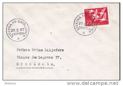 S233// - SCHWEDEN -  Feldpost Swenska FN Bataljonen Ägypten 1957 - Covers & Documents