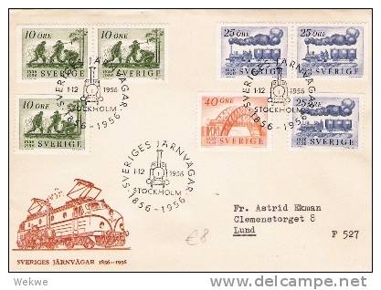 S204// - SCHWEDEN -  Eisenbahnjubiläum, 100 Jahre, 1.12.56 (Brücke, Lokomotive) - Covers & Documents
