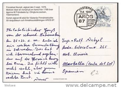S223/ / - SCHWEDEN - Västeras 1987, Briefmarkenausstellung Auf Rittermarke, (Heraldik) - Cartas & Documentos