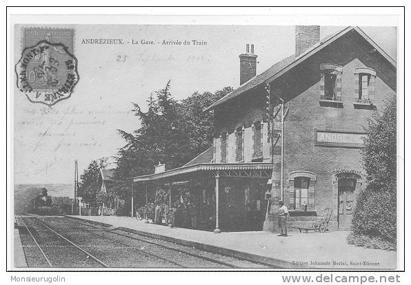 42 ) FL ) ANDREZIEUX, LA GARE, Arrivée Du Train, Ed Johannes Merlat, ANIMEE, Vue Intérieure - Andrézieux-Bouthéon