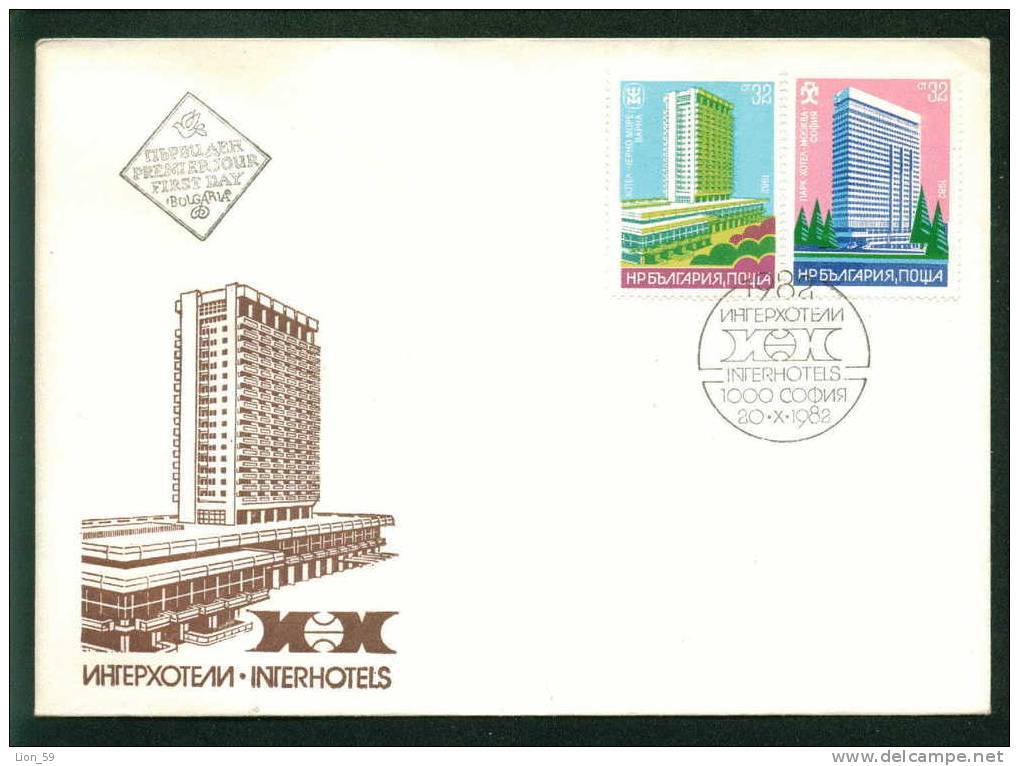 FDC 3169 Bulgaria 1982 /25 Hotels VARNA SOFIA / Interhotels Park-Hotel Moskwa Sofia Tscherno More (Schwarzes Meer) Varna - FDC