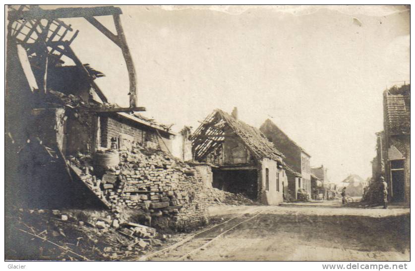 LANGEMARK - Duitse Fotokaart - Guerre - Straatzicht - Carte Photo - Langemark-Poelkapelle