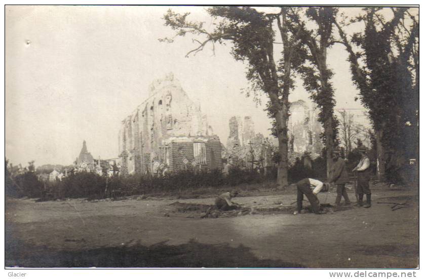 LANGEMARK - Duitse Fotokaart - Guerre - Kerk Beschoten - Carte Photo - Eglise - Langemark-Pölkapelle