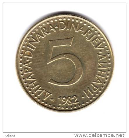 5 Dinars Yougoslavie 1982 - Yougoslavie