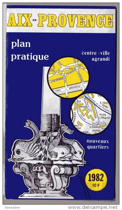 CARTE ROUTIERE - FRANCE - VILLE D´AIX EN PROVENCE - 1982 - CENTRE VILLE ET NOUVEAUX QUARTIERS - Carte Stradali