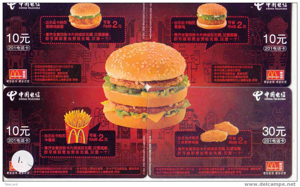 4 Phonecards PUZZLE McDONALD *  McDONALD´s  * BIG MAC  * Telecards - Levensmiddelen