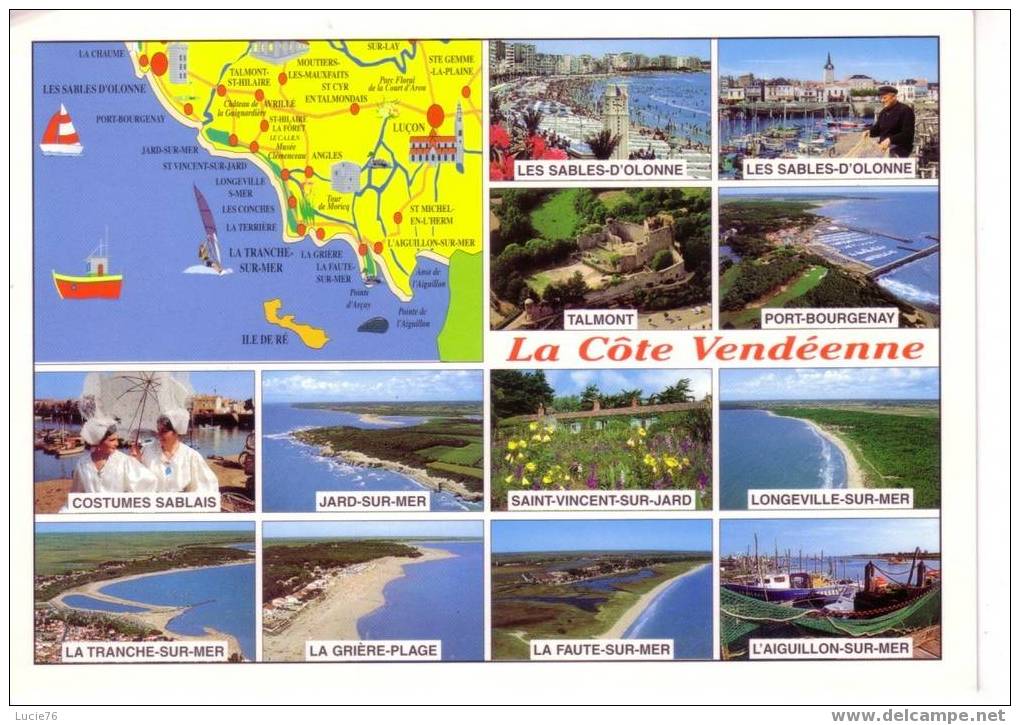 La Côte Vendéenne   -  12 Vues  Et Carte Région - Poitou-Charentes