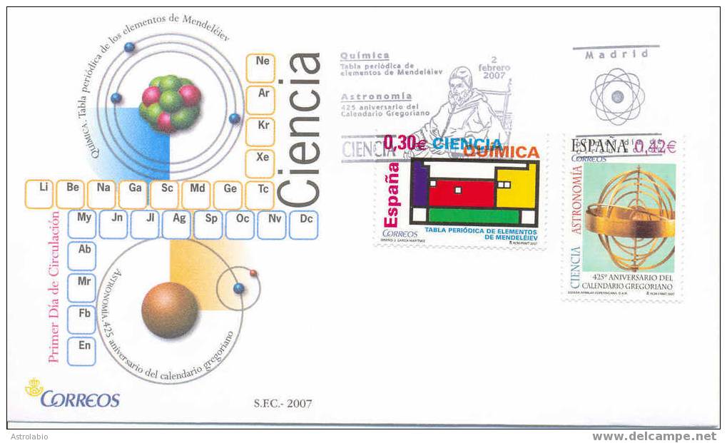 Calendrier Grégorien FDC 2007 Espagne - Sonstige & Ohne Zuordnung