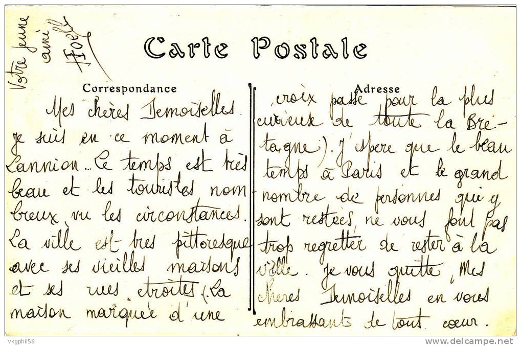 BRETAGNE. LANNION. Chappellerie J. Lenoir Voir Précisions Au Verso De La Carte En Parfait état - Lannion