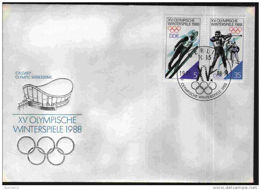 Fdc Allemagne 1988 Sports Hiver JO Biathlon & Saut à Ski - Hiver