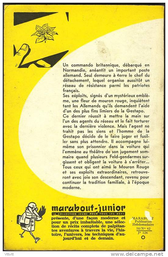 "LE RETOUR DU MOURON ROUGE" De J.-C. LAVOCAT, Marabout Junior, N° 124 (1958) - Marabout Junior