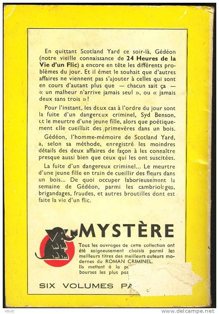 "SEPT JOURS DE LA VIE D'UN FLIC" De J.J. MARRIC, Presse De La Cité, Collection Un Mystère, N° 335 (1957) - Presses De La Cité