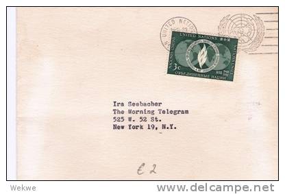 Uny002/ VEREINTE NATIONEN -  Menschenrechte 1952 Auf Ortsbrief - Cartas & Documentos