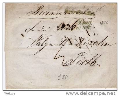 A-V013/ Prag 10. Nov. 1846, Recommandiert Nach Pesth (mit Textinhalt) - ...-1850 Voorfilatelie